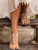 Plage string cheville strass pieds nus sandales pied bijoux