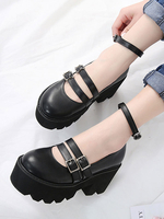 Plate-forme à boucle métallique Lolita Footwear classique Chaussures noires Lolita Déguisements Halloween