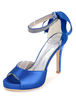Plate-forme de mariage chaussures sandales en satin femmes à talons hauts bride à la cheville stiletto chaussures de mariée