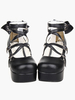Plate-forme noir poney talons Lolita Shoes Synthétique cheville bretelles Bow Decor bout rond Déguisements Halloween