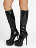 Plate-forme pour femmes talon aiguille bottes hautes en cuir verni