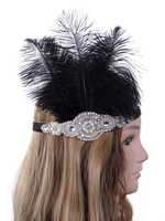 Plume Bandeau 1920s Great Gatsby Noir Vintage Costume Accessoires Charleston Robe pour Cheveux Déguisements Halloween