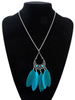 Plumes bleu détail collier Boho pendentif collier féminin