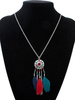 Plumes Boho Long collier féminin perles pendentif en détail