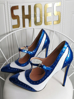 Plus la taille des talons hauts pour les femmes bout pointu talon aiguille mode talons blancs Mary Jane