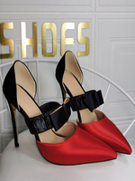 Plus la taille des talons hauts pour les femmes bout pointu talon aiguille mode talons rouges Mary Jane