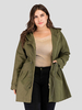 Plus la taille manteau pour les femmes Hunter vert à capuche décolleté à manches longues boutons à lacets coton Polyester motif à carreaux surdimensionné longs manteaux