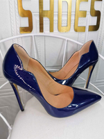 Plus la taille talons hauts bout pointu talon aiguille mode bleu profond sexy talons hauts