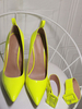 Plus la taille talons hauts bout pointu talon aiguille mode verni PU cuir jaune talons hauts
