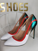 Plus la taille talons hauts bout pointu talon aiguille mode verni PU cuir"idien décontracté blanc talons hauts