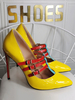 Plus la taille talons hauts pour les femmes bout pointu talon aiguille mode brevet PU jaune Mary Jane talons