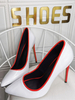 Plus la taille talons hauts pour les femmes bout pointu talon aiguille verni PU cuir mode talons blancs