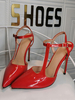 Plus la taille talons hauts pour les femmes bout pointu talon aiguille verni PU cuir mode talons rouges T-Strap