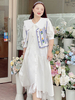 Plus Size Sweet Lolita OP Dress Gilet 2 Pièces Ensemble Polyester Manches Courtes Sweet Dress White Lolita Dress Outfit