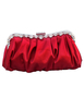 Pochette brillante de soirée en satin rouge unicolore plissé à bandoulière