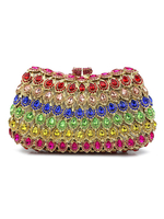 Pochettes du soir Sac à main de mariée magnétique fermeture à pression magnétique en cristal à carreaux