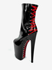 Pole Dance Chaussures Femmes Bottines Tissu À Paillettes Noire Bout Ouvert Plateforme Haute Bottes À Talons Hauts