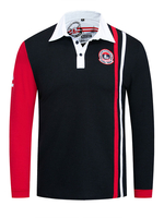 Polo à manches longues en coton à blocs de couleur pour hommes