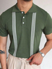 Polo Boutons À Manches Courtes À Col Rabattu Rayons Homme Chemise