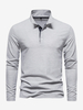 Polo homme à col rabattu manches longues avec logos coupe classique gris à la mode