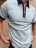 Polo Homme Col Rabattu Col Rabattu Manches Courtes Coupe Régulière Bleu Ciel Clair Polos À La Mode