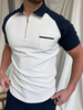 Polo ivoire couleur bloc col rabattu manches courtes fermeture éclair mode polos