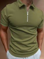Polo pour homme à col rabattu et manches courtes avec fermeture éclair et coupe classique