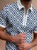 Polo Shirt Hommes à manches courtes à glissière bleu Polo Shirts Carreau