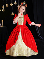Polyester Fiber Tea Party Dentelle Manches 3/4 Polyester Robe Gothique Rouge Enfants \