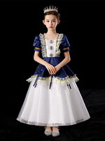 Polyester Fibre Tea Dentelle Dentelle 3/4 Longueur Manches Robe en polyester Robes Lolita Blue Gothic Blue Kids