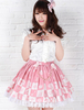 Polyester Pink Lolita jupe Sweet imprimé garniture blanche Déguisements Halloween