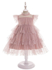 Polyester"idien Décontracté Volants Sans Manches Polyester Eté Robe Paillettes Rose Enfant Robes Lolita