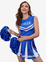 Pom-Pom Girl Costume Jupe Top Bleue Femme Déguisement Sexy