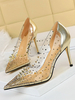 Pompes pour femmes pointues Toe Stiletto Heel Rivets Chic Blond Summer Talels
