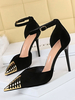 Pompes pour femmes pointues TOE STILETTO HEEL THEEL Détails Talons noirs en polyuréthane chic