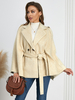 Poncho À Col Rabattu Femme Cape Abricot Veste Avec Ceinture Chic Femme