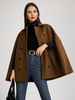 Poncho à double boutonnage en laine pour femme 2025