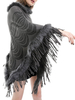 Poncho Cape Châle Femme Manteau Court avec Manches Longues en Fausse Fourrure Unicolore