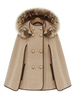 Poncho Cape Femme à Capuche Manteau Court avec Manches Longues à Col Montant avec Boutonnages avec Poches Unicolore