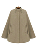 Poncho Cape Femme Manteau Court avec Manches Longues à Col Montant avec Poches Unicolore