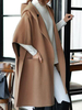 Poncho Cape Manteau Femme Court à Capuche avec Manches Courtes avec Poches Coupe Cintrée avec Boutons-pression Décontracté Unicolore