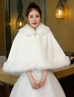 Poncho en fausse fourrure de mariage Ivory Wrap Shawl hiver Cover Cover de mariée