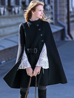 Poncho Femme à Col Montant Bicolores