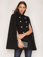 Poncho Femme avec Manches Longues à Col Montant Bicolores
