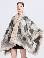 Poncho Femme avec Manches Longues à Col Revers Imprimés
