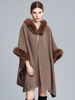 Poncho Femme avec Manches Longues à Col Revers Unicolore