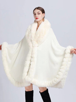 Poncho Femme avec Manches Longues à Col Revers Unicolore