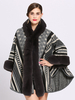 Poncho Femme Capuche Poncho Noir Manteau Fourrure