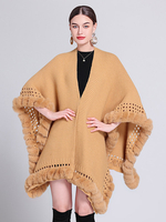 Poncho femme col en v Poncho blanc Cape à franges surdimensionnée