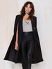 Poncho Femme Col En V Rouge Stretch Fendu Cape